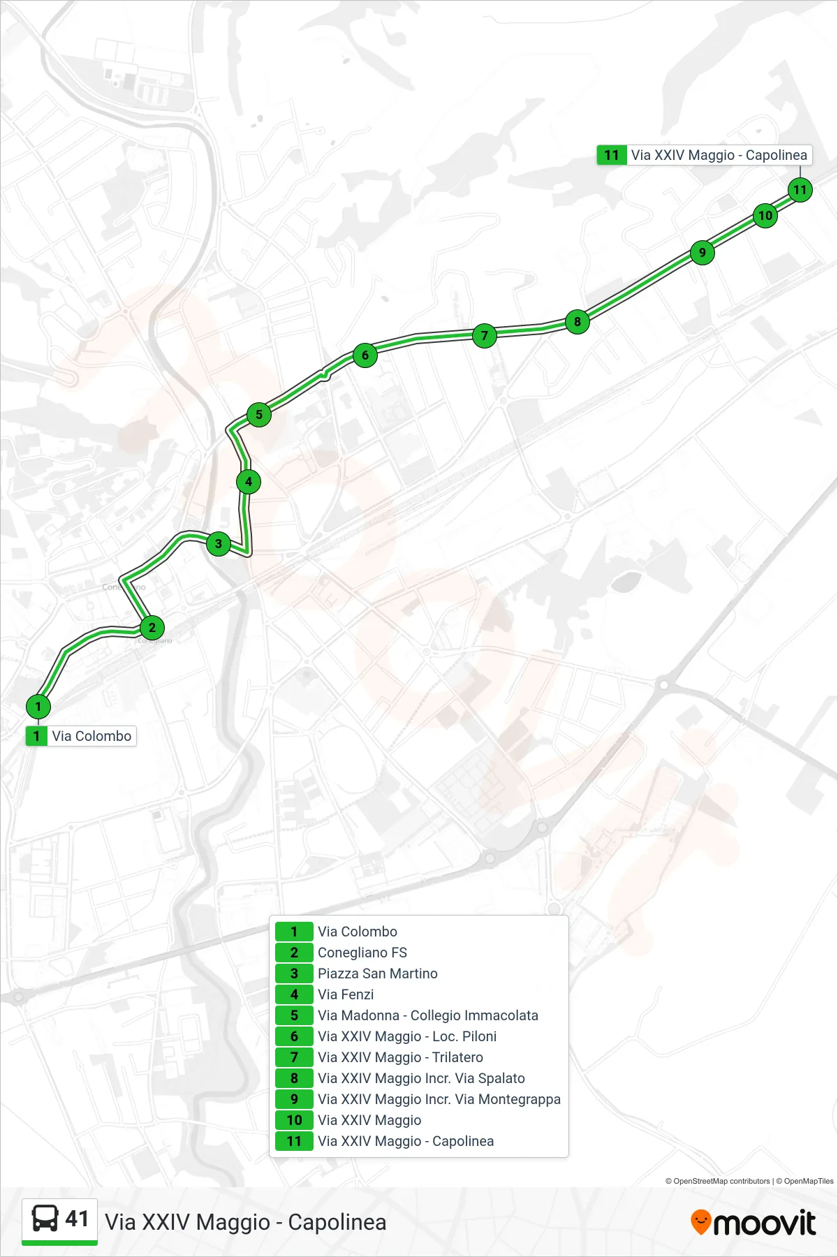 Linea 41 bus (Via XXIV Maggio - Capolinea) - Percorsi e fermate sulla mappa