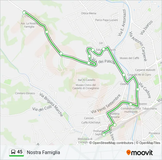 45 Bus Line Map