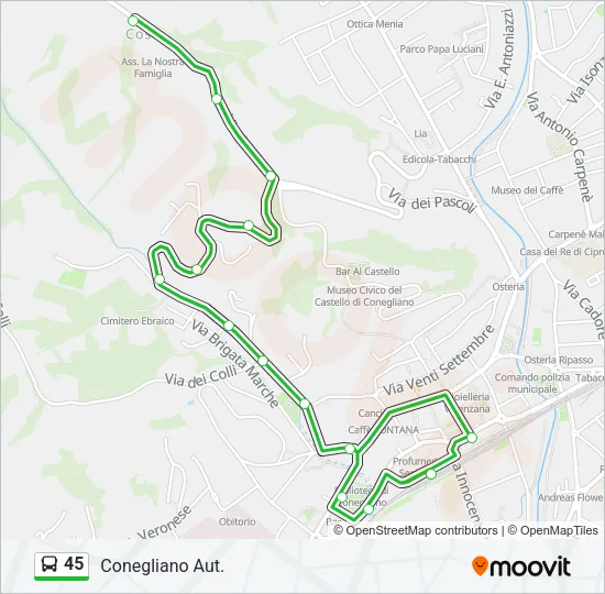 45 Bus Line Map