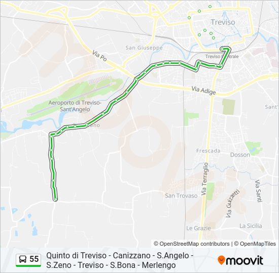 Percorso linea bus 55