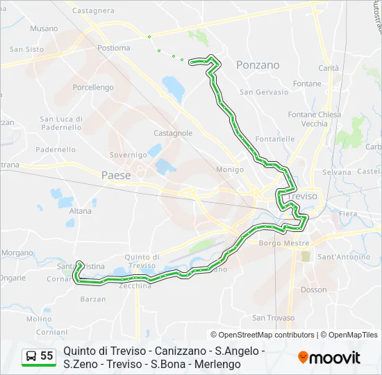 Percorso linea bus 55