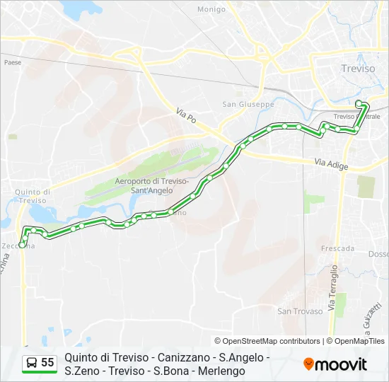 Percorso linea bus 55