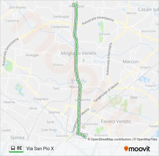 8E Bus Line Map