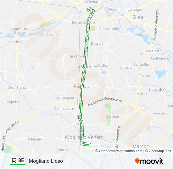 Percorso linea bus 8E