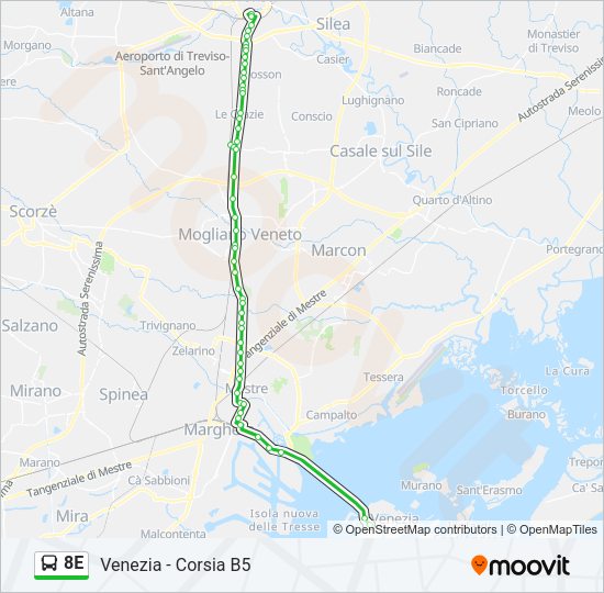 Percorso linea bus 8E