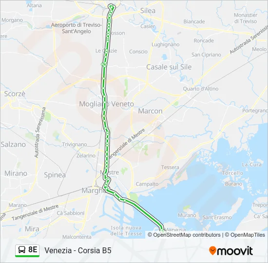 8E Bus Line Map