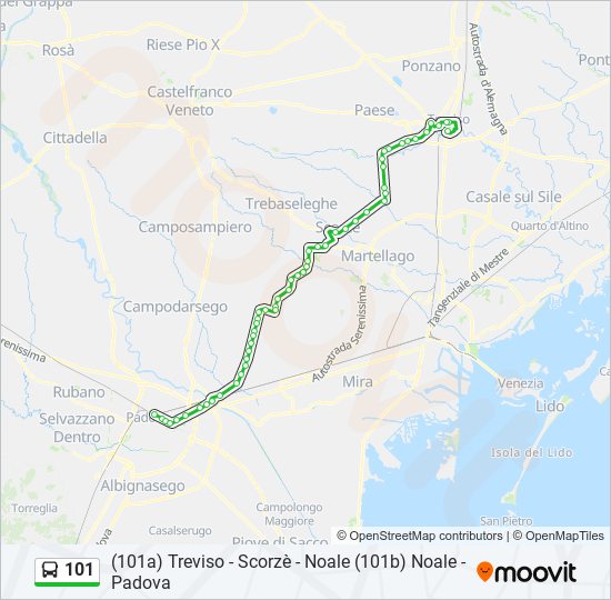 Percorso linea bus 101