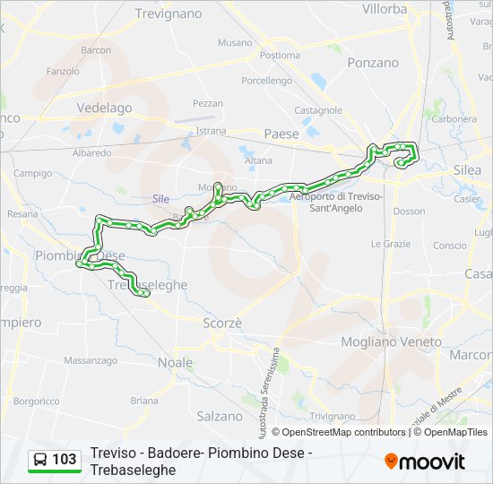 Percorso linea bus 103