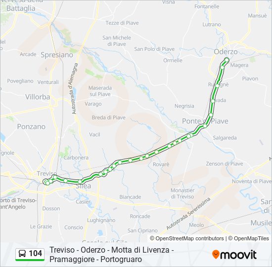 Percorso linea bus 104