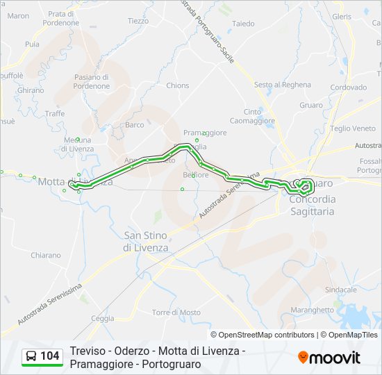 Percorso linea bus 104