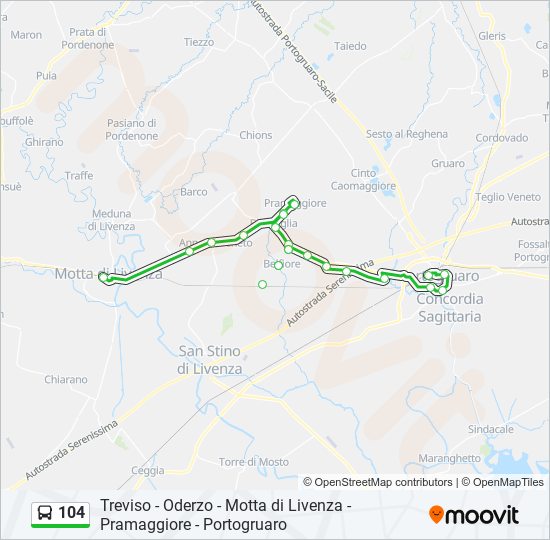 Percorso linea bus 104