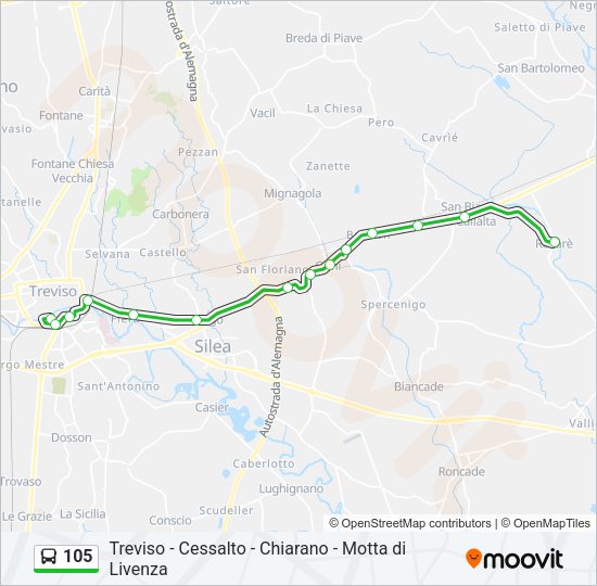 Percorso linea bus 105