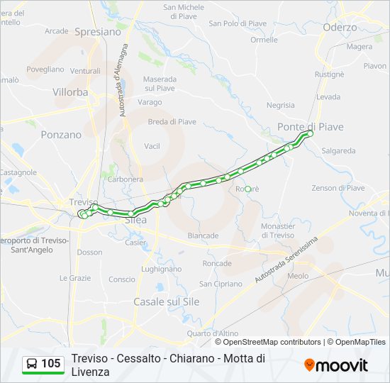 Percorso linea bus 105