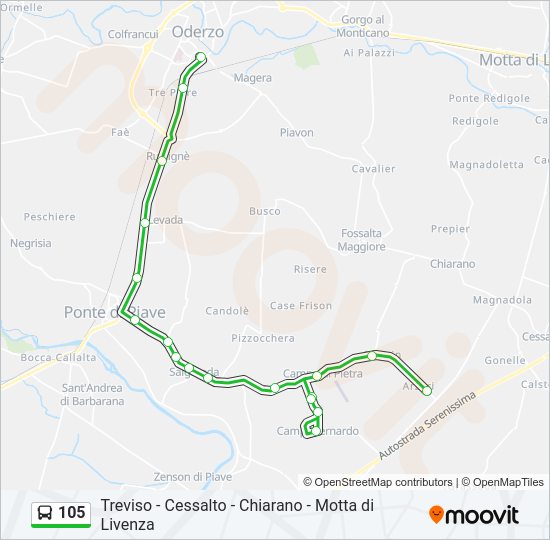 Percorso linea bus 105