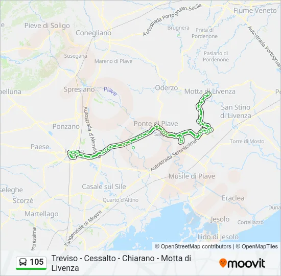 105 Bus Line Map