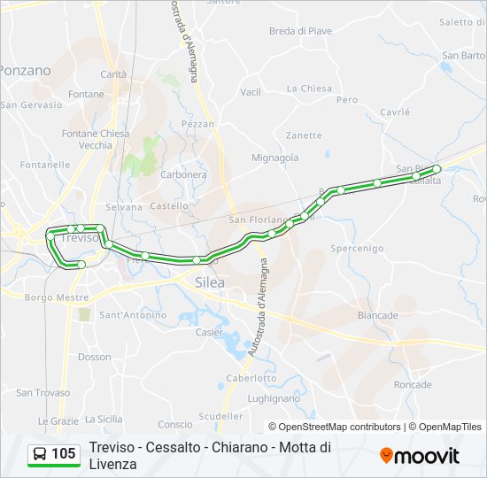 Percorso linea bus 105