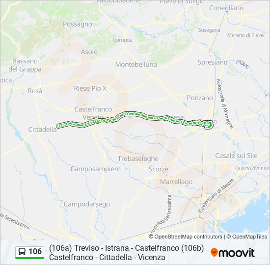 Percorso linea bus 106