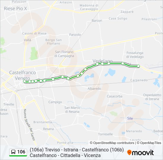 Percorso linea bus 106