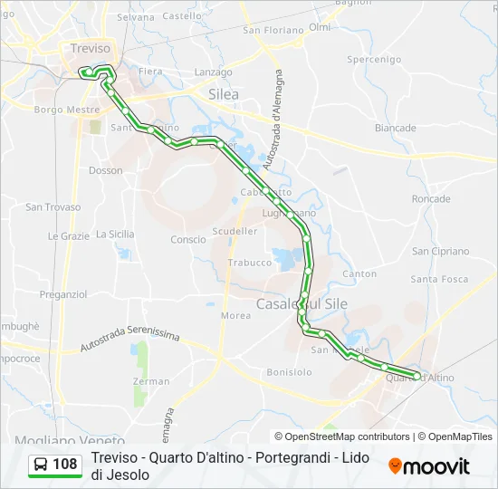 108 Bus Line Map