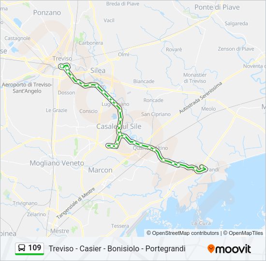 Percorso linea bus 109