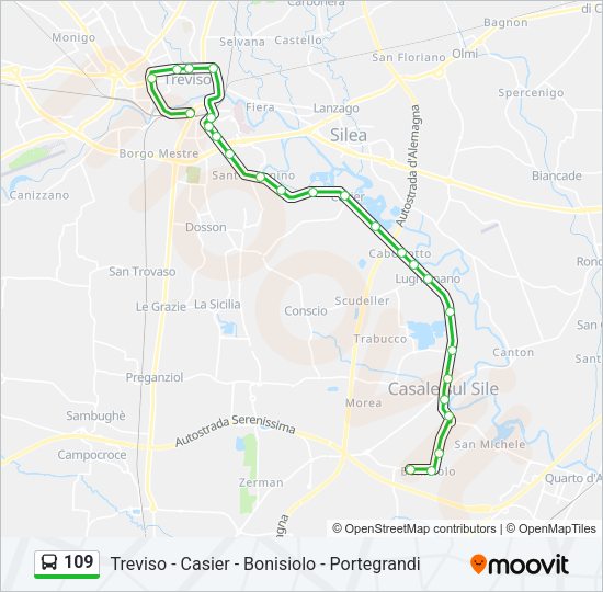 Percorso linea bus 109
