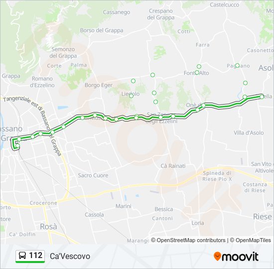 Percorso linea bus 112