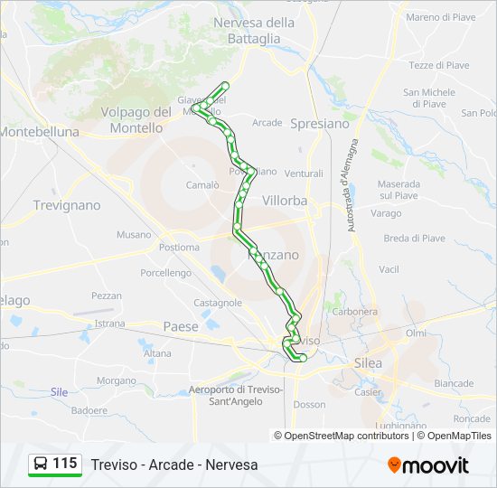 Percorso linea bus 115