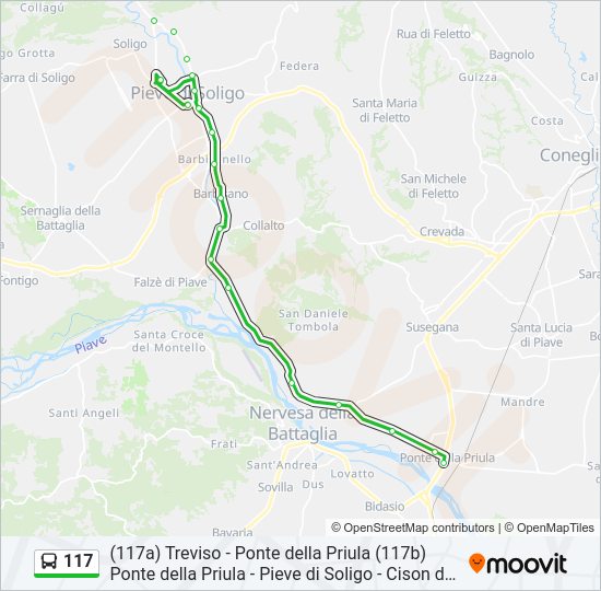 Percorso linea bus 117