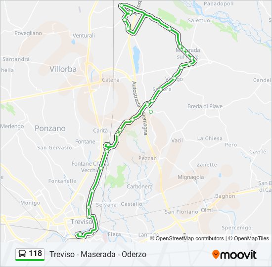 Percorso linea bus 118