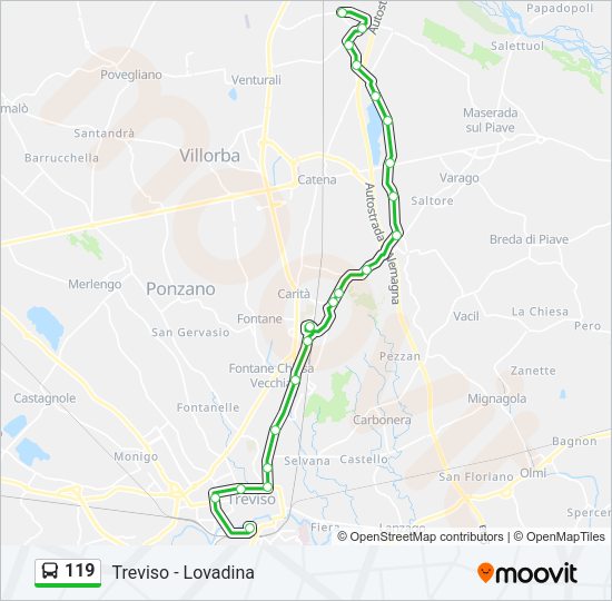 Percorso linea bus 119