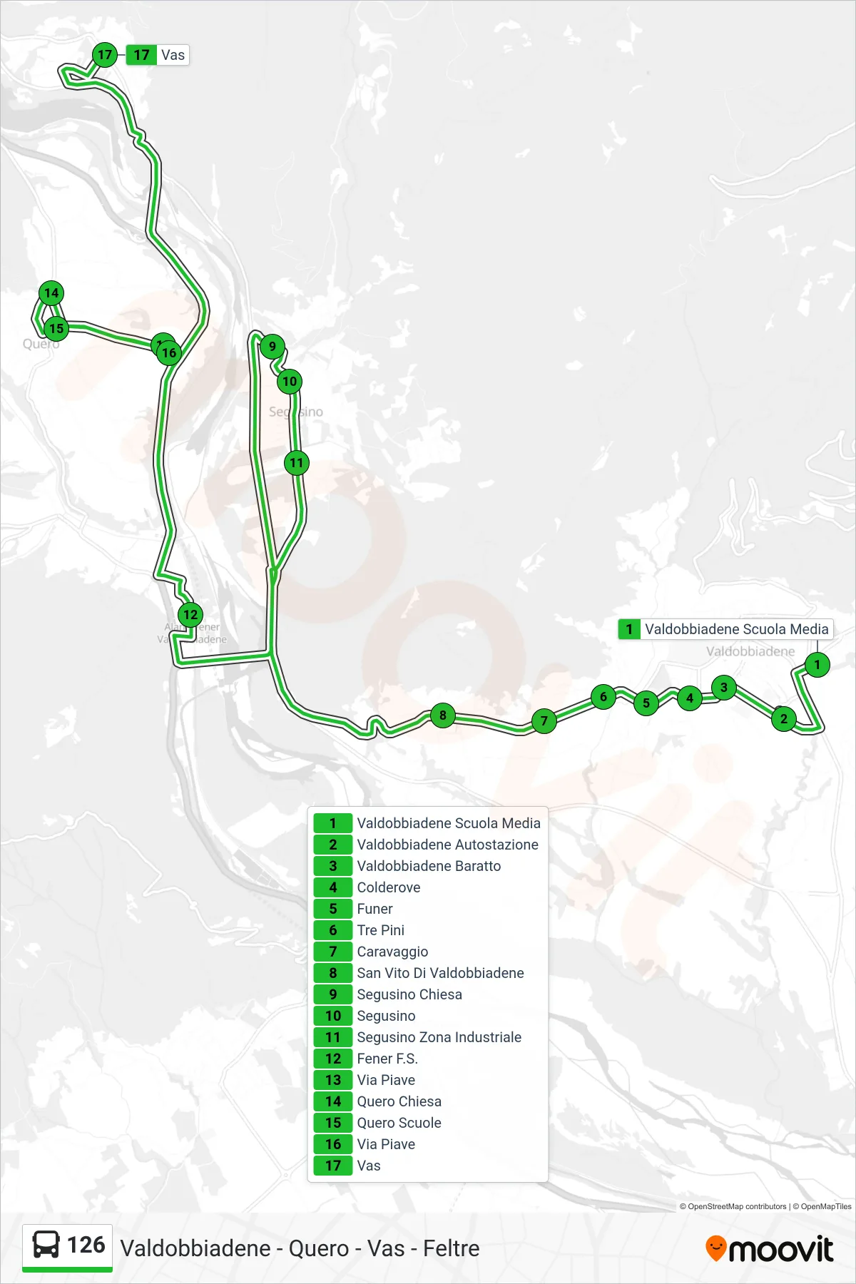 Linea 126  bus (Vas) - Percorsi e fermate sulla mappa