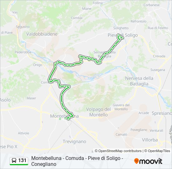 Percorso linea bus 131