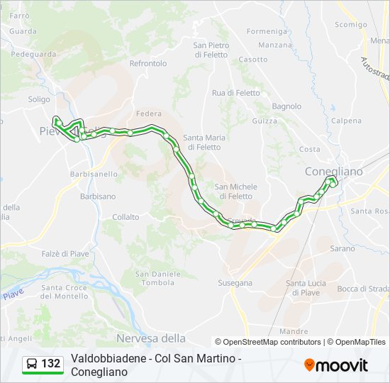 Linea 132: orari, fermate e mappe - Pieve Di Soligo (Aggiornato)