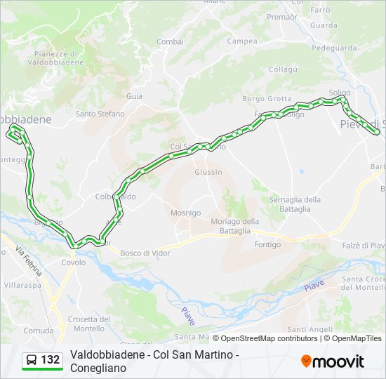Linea 132: orari, fermate e mappe - Pieve Di Soligo (Aggiornato)