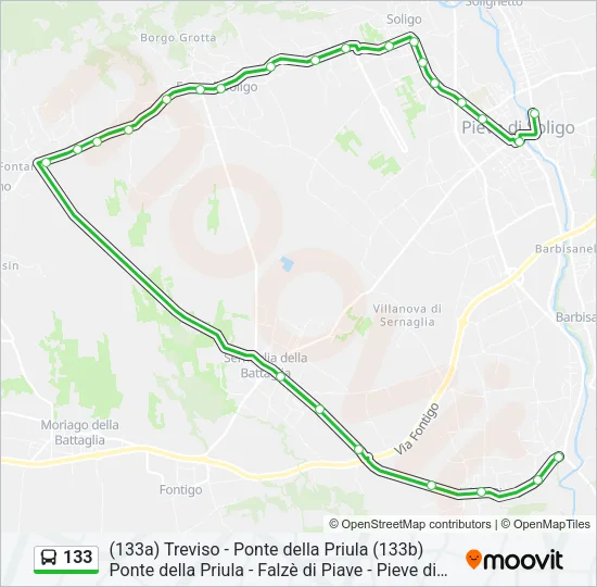 Percorso linea bus 133
