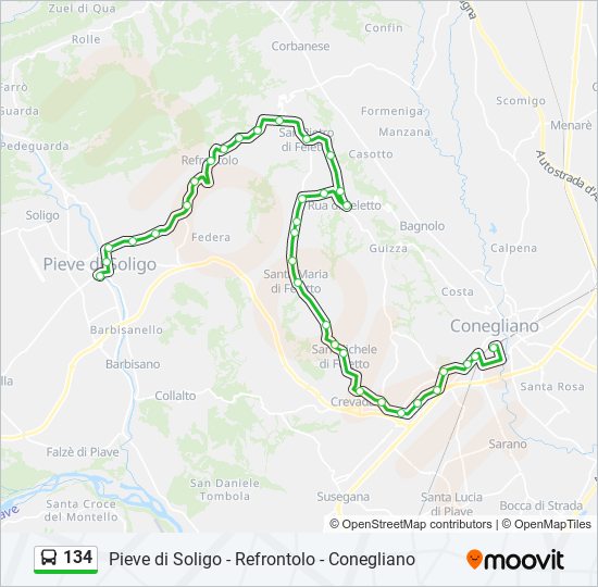 Percorso linea bus 134