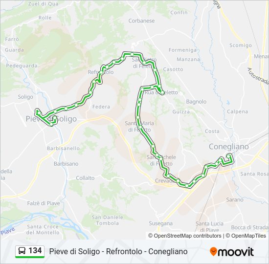 Percorso linea bus 134