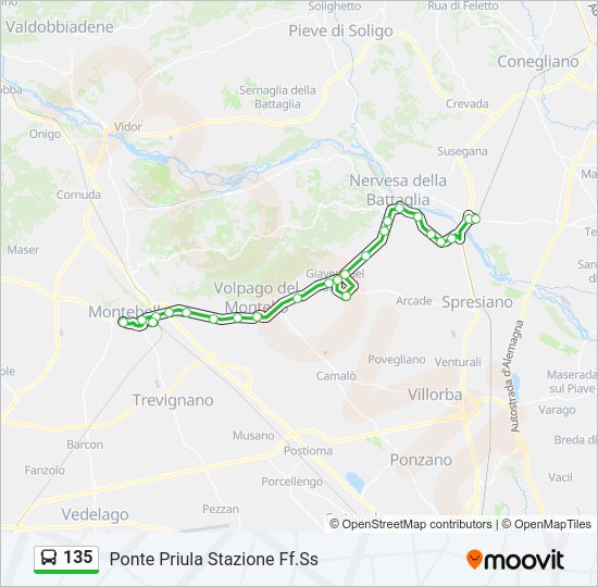 Percorso linea bus 135