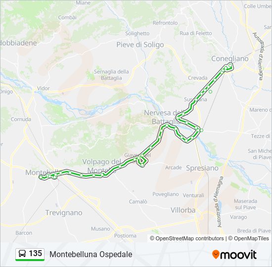 135 bus Line Map