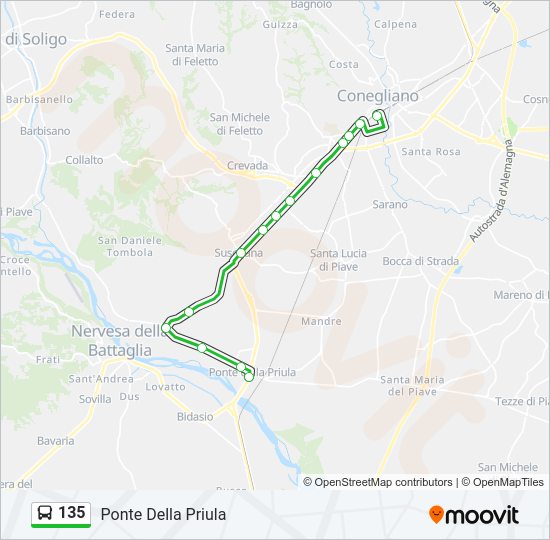 Percorso linea bus 135