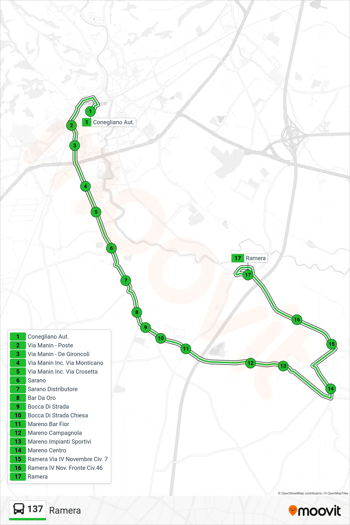 Linea 137 bus (Ramera) - Percorsi e fermate sulla mappa