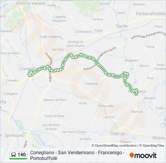 Percorso linea bus 140