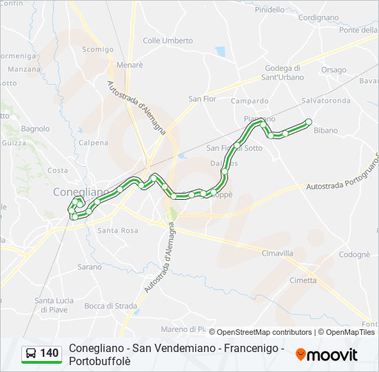 Percorso linea bus 140