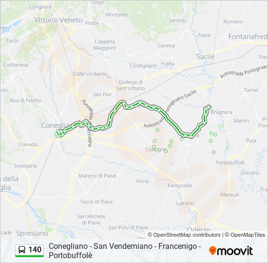 Percorso linea bus 140