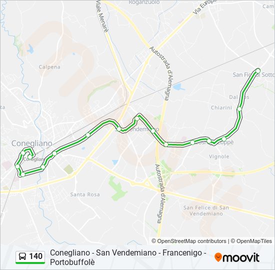 Percorso linea bus 140
