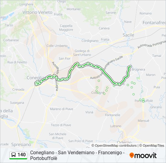 Percorso linea bus 140