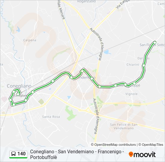 Percorso linea bus 140