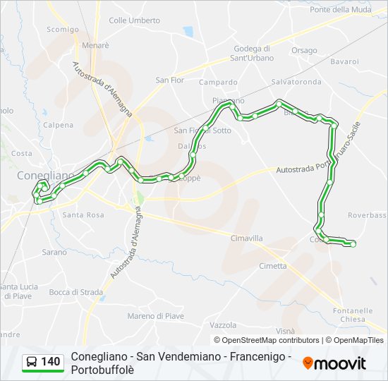 Percorso linea bus 140