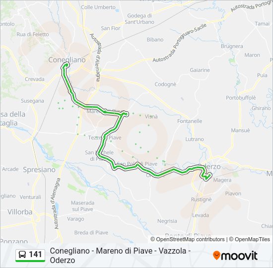 Percorso linea bus 141