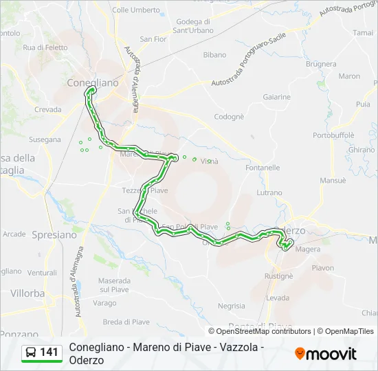 Percorso linea bus 141
